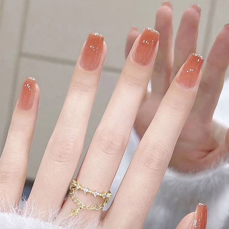 Gold Glitter French Press-On Nails by Winails