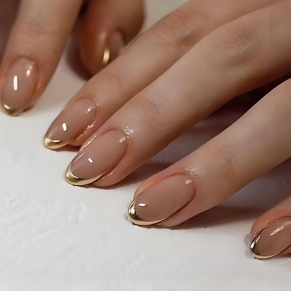 Minimalist Gold Foil French Tip Classic Press-On Nails by Winails